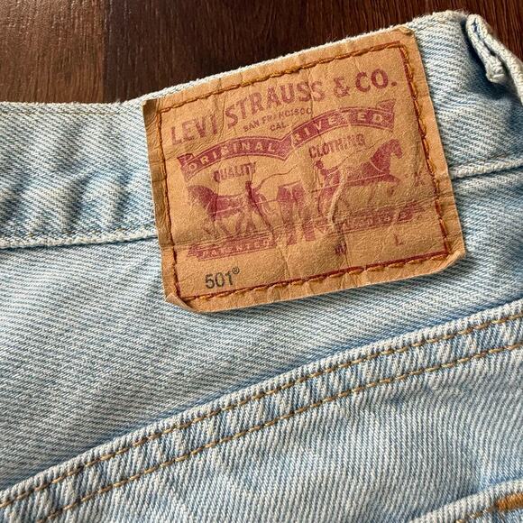 Levi’s 501 Button Fly Shorts Light Wash Denim Casual Preppy Festival Sz 30 - Picture 6 of 7